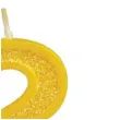 swieczka na tort cyfra 2 brokat zolta guirca 4 cm