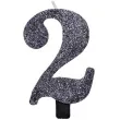 swieczka na tort cyfra 2 czarna brokatowa givi 9 5 cm
