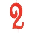 swieczka na tort cyfra 2 czerwona guirca 12 cm