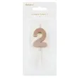 swieczka na tort cyfra 2 rose gold partydeco 9 cm