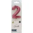 swieczka na tort cyfra 2 rozowa folat 7 cm