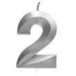 swieczka na tort cyfra 2 srebrna jix 12 cm