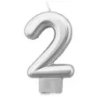 swieczka na tort cyfra 2 srebrna tamipol 7 5 cm