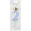 swieczka na tort cyfra 2 w koronie blekitna partydeco 9 5 cm