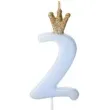 swieczka na tort cyfra 2 w koronie blekitna partydeco 9 5 cm