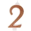 swieczka na tort cyfra 2 zlota brokatowa dekora
