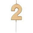swieczka na tort cyfra 2 zloty folat 8 cm