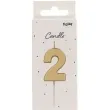 swieczka na tort cyfra 2 zloty folat 8 cm