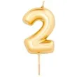 swieczka na tort cyfra 2 zloty metalik givi 8 cm
