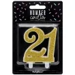swieczka na tort cyfra 21 brokatowa zlota partydeco 7 5cm