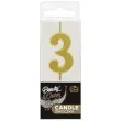 swieczka na tort cyfra 3 beauty charm piker zloty godan 9 5 cm
