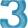 swieczka na tort cyfra 3 brokat niebieska guirca 4 cm