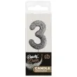 swieczka na tort cyfra 3 brokat piker czarny godan 11 5 cm