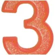 swieczka na tort cyfra 3 brokat pomaranczowa guirca 4 cm