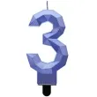 swieczka na tort cyfra 3 diament niebieska godan 7 6 cm