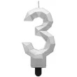 swieczka na tort cyfra 3 diament srebrna godan 7 6 cm