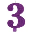 swieczka na tort cyfra 3 fioletowa brokatowa givi 9 5 cm