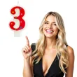 swieczka na tort cyfra 3 gwiazdki czerwona partypal 8 cm