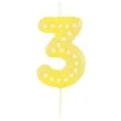 swieczka na tort cyfra 3 kropeczki amscan zolta