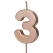 swieczka na tort cyfra 3 rose gold partydeco 9 cm