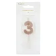 swieczka na tort cyfra 3 rose gold partydeco 9 cm