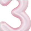swieczka na tort cyfra 3 rozowy perlowy givi 9 cm