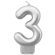 swieczka na tort cyfra 3 srebrna tamipol 7 5 cm