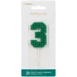 swieczka na tort cyfra 3 zielony partydeco 6 cm
