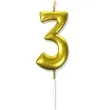 swieczka na tort cyfra 3 zlota dekoracjepolska 6 5 cm