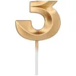 swieczka na tort cyfra 3 zlota folat 7 cm