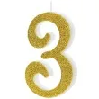 swieczka na tort cyfra 3 zlota partydeco 1 szt