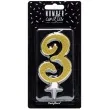 swieczka na tort cyfra 3 zlota partydeco 1 szt