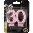 swieczka na tort cyfra 30 beauty and charm rozowo zlota godan 8 cm