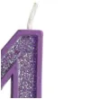 swieczka na tort cyfra 4 brokat fioletowa guirca 4 cm