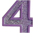 swieczka na tort cyfra 4 brokat fioletowa guirca 4 cm