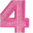 swieczka na tort cyfra 4 brokat rozowa guirca 4 cm