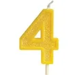 swieczka na tort cyfra 4 brokat zolta guirca 4 cm