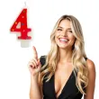 swieczka na tort cyfra 4 gwiazdki czerwona partypal 8 cm