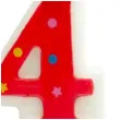 swieczka na tort cyfra 4 gwiazdki czerwona partypal 8 cm