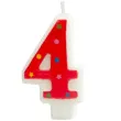 swieczka na tort cyfra 4 gwiazdki czerwona partypal 8 cm