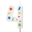 swieczka na tort cyfra 4 konfetti bialy partydeco 10 cm