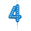 swieczka na tort cyfra 4 kropeczki amscan niebieska