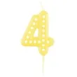 swieczka na tort cyfra 4 kropeczki amscan zolta