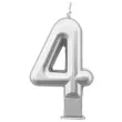 swieczka na tort cyfra 4 srebrna tamipol 7 5 cm