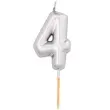 swieczka na tort cyfra 4 srebrny metalik givi 8 cm