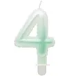 swieczka na tort cyfra 4 wypustki ombre bialo zielona perlowa godan 7 cm