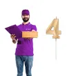 swieczka na tort cyfra 4 zlota folat 7 cm
