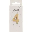 swieczka na tort cyfra 4 zloty folat 8 cm