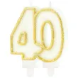 swieczka na tort cyfra 40 bialo zloty partypal 8 5 cm