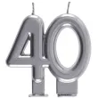 swieczka na tort cyfra 40 srebrna santex 9 cm